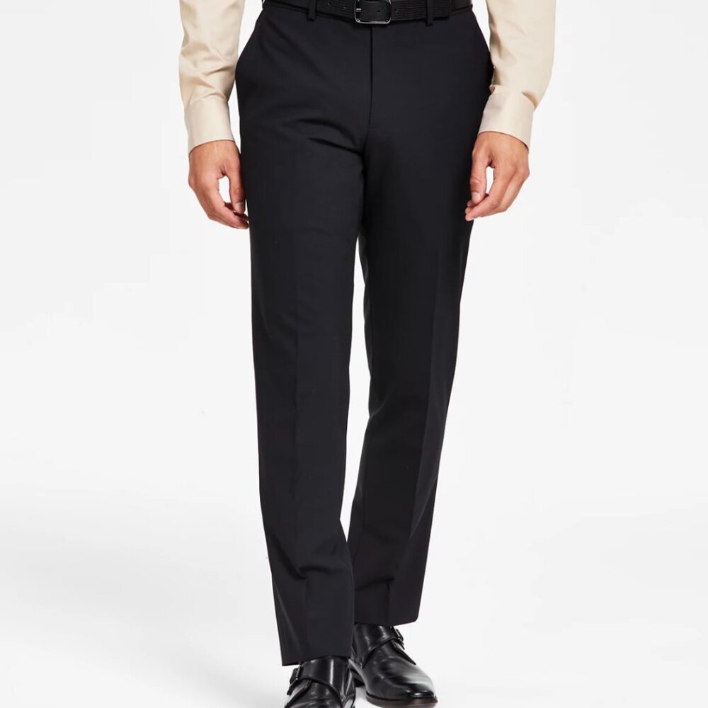 Bar III Men's Slim Fit Wool Suit Pants - Black 33x32